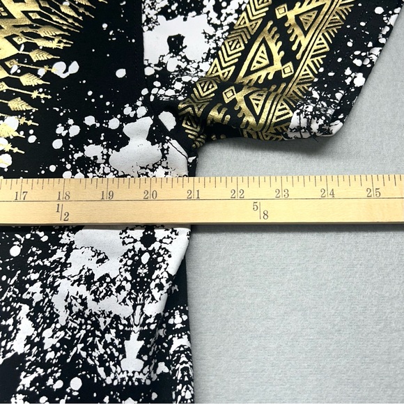 SCREENSHOT Womens Top Shirt XL X-Large Black Gold White Splatter Short Sleeve - Picture 7 of 11
